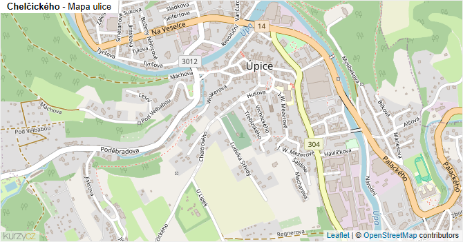 Chelčického - mapa ulice