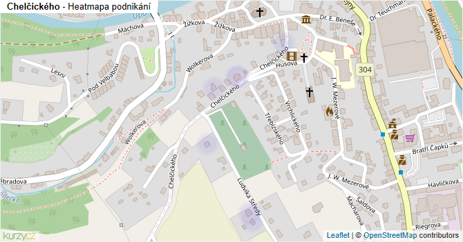 Chelčického - mapa podnikání