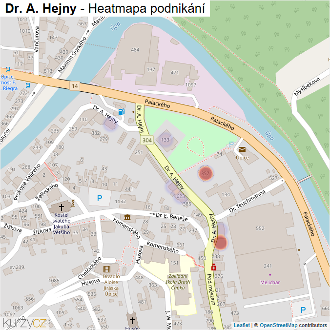 Mapa Dr. A. Hejny - Firmy v ulici.