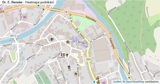Dr. E. Beneše - mapa podnikání