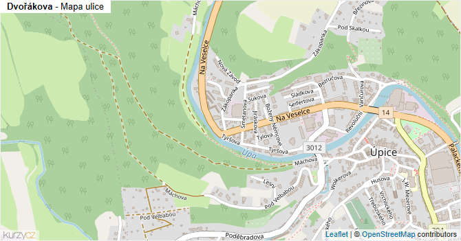 Dvořákova - mapa ulice