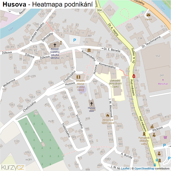 Mapa Husova - Firmy v ulici.