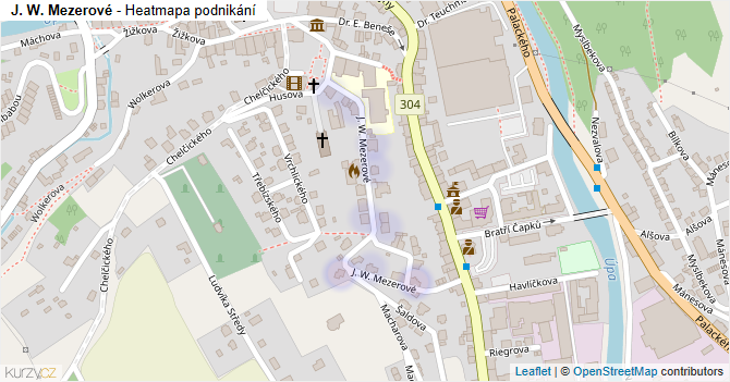 J. W. Mezerové - mapa podnikání