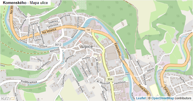 Komenského - mapa ulice