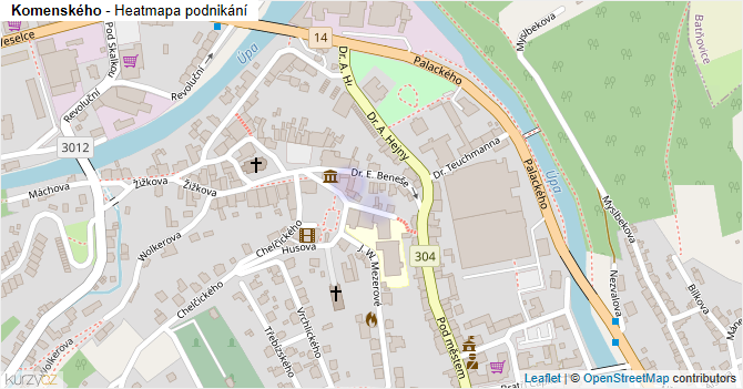 Komenského - mapa podnikání