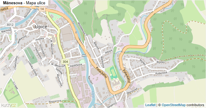 Mánesova - mapa ulice