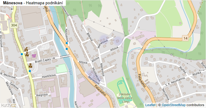 Mánesova - mapa podnikání
