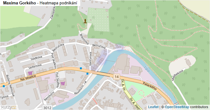 Maxima Gorkého - mapa podnikání