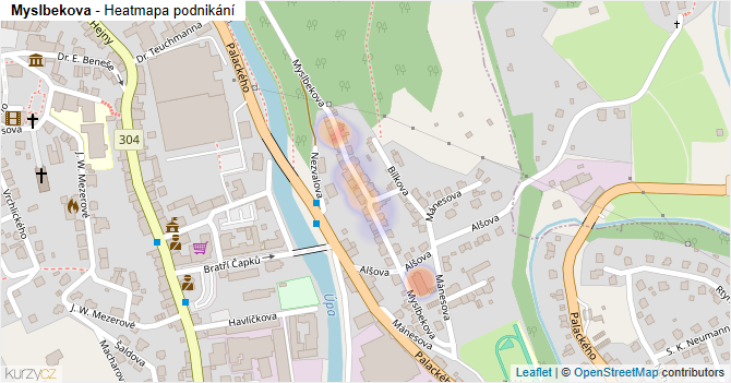 Myslbekova - mapa podnikání