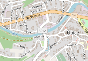 Nábřežní v obci Úpice - mapa ulice