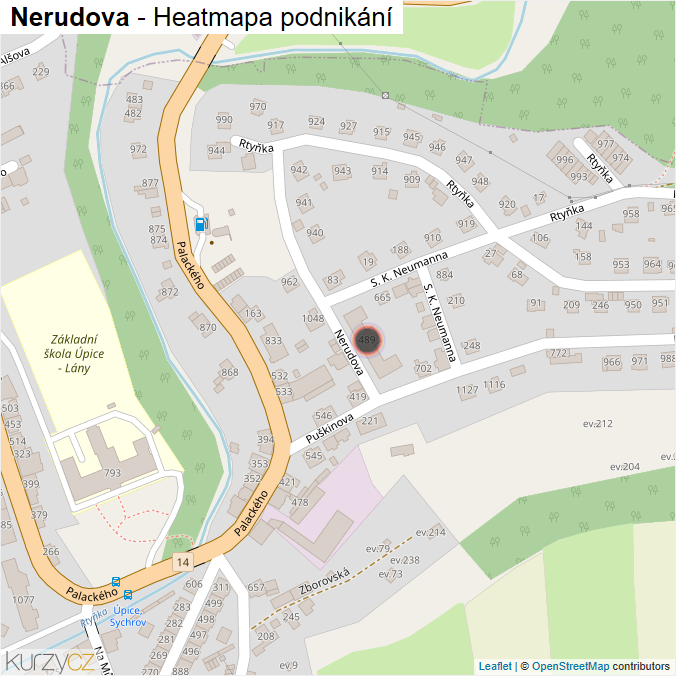 Mapa Nerudova - Firmy v ulici.