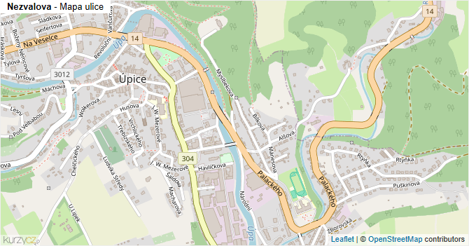 Nezvalova - mapa ulice