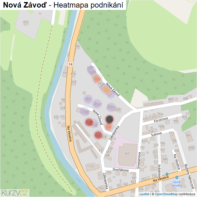 Mapa Nová Závoď - Firmy v ulici.