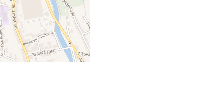 Plickova v obci Úpice - mapa ulice