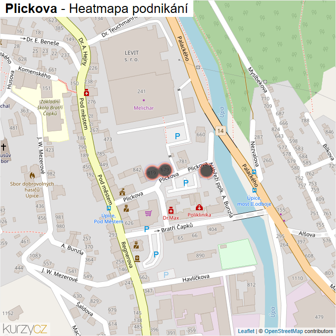 Mapa Plickova - Firmy v ulici.