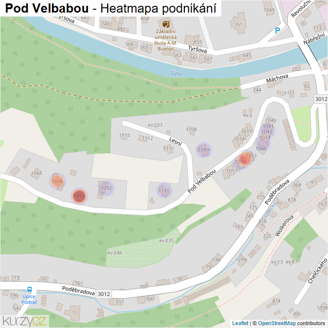 Mapa Pod Velbabou - Firmy v ulici.