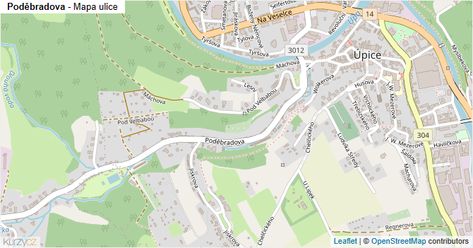Poděbradova - mapa ulice