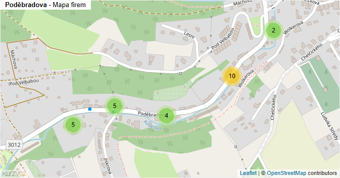 Poděbradova - mapa firem