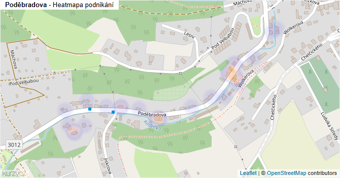 Poděbradova - mapa podnikání
