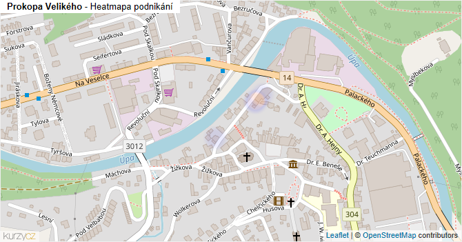 Prokopa Velikého - mapa podnikání