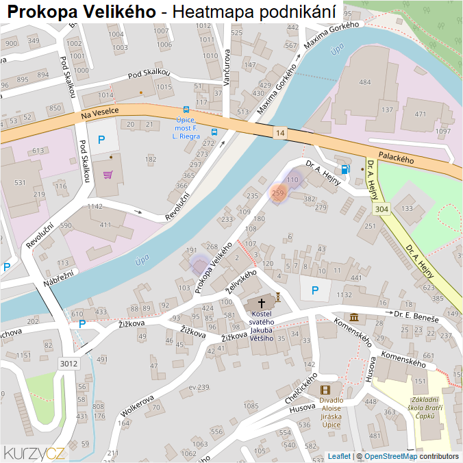 Mapa Prokopa Velikého - Firmy v ulici.
