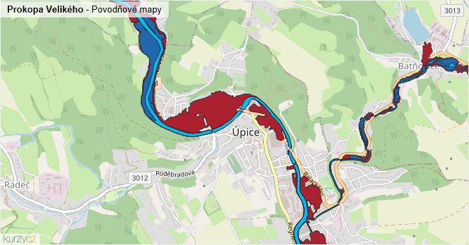 Prokopa Velikého - záplavové mapy stoleté vody