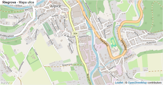 Riegrova - mapa ulice