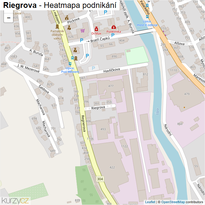 Mapa Riegrova - Firmy v ulici.