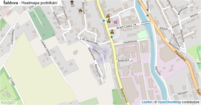 Šaldova - mapa podnikání