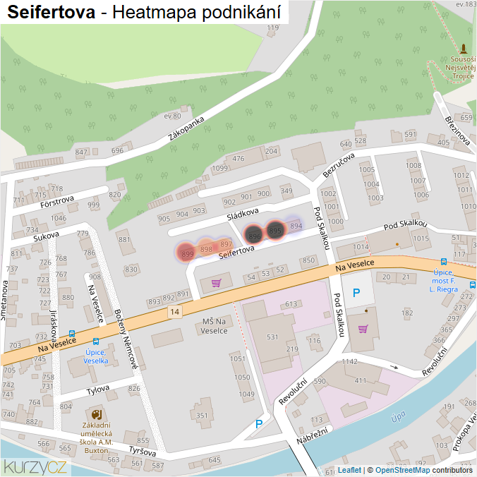Mapa Seifertova - Firmy v ulici.