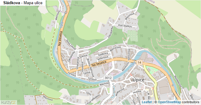 Sládkova - mapa ulice