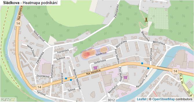 Sládkova - mapa podnikání