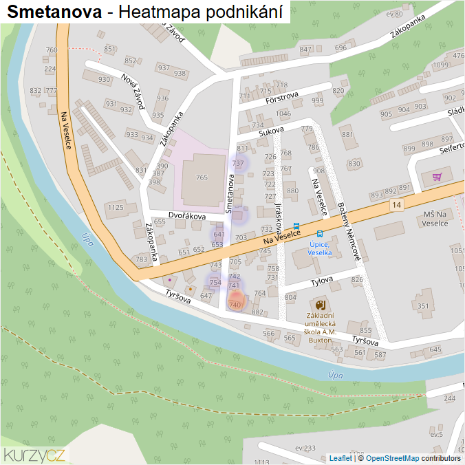 Mapa Smetanova - Firmy v ulici.