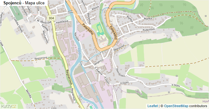 Spojenců - mapa ulice