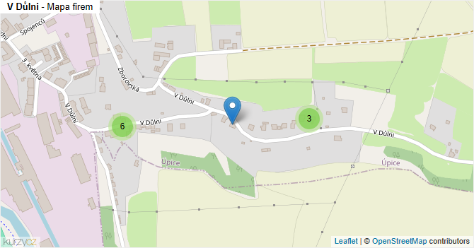 V Důlni - mapa firem