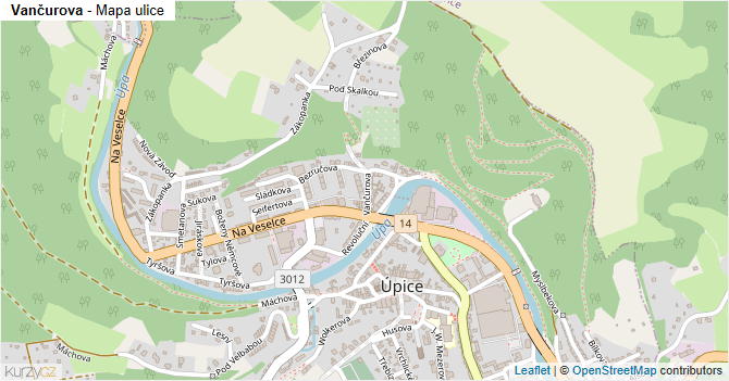 Vančurova - mapa ulice