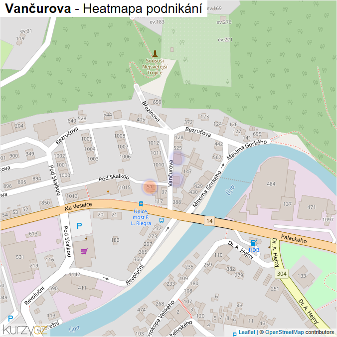 Mapa Vančurova - Firmy v ulici.