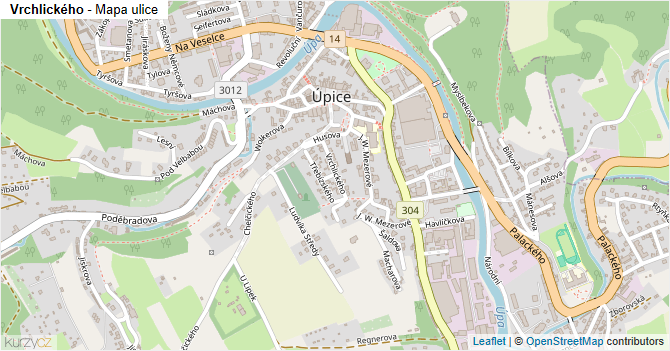 Vrchlického - mapa ulice