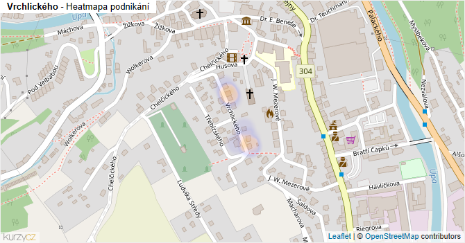 Vrchlického - mapa podnikání