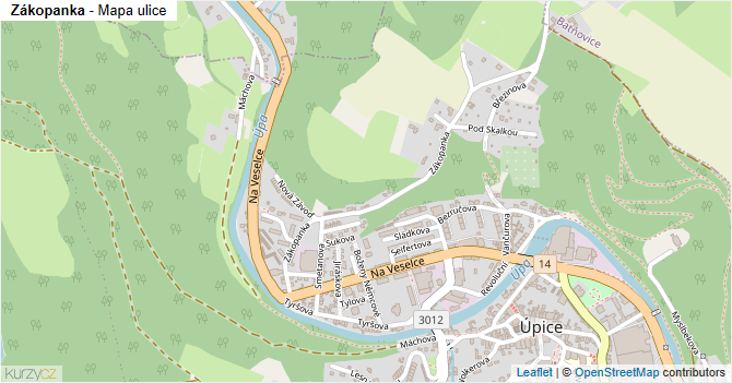 Zákopanka - mapa ulice