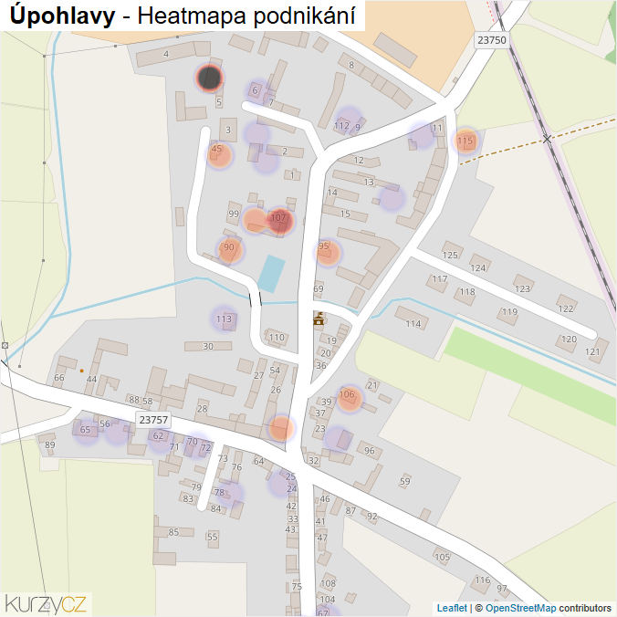 Mapa Úpohlavy - Firmy v části obce.