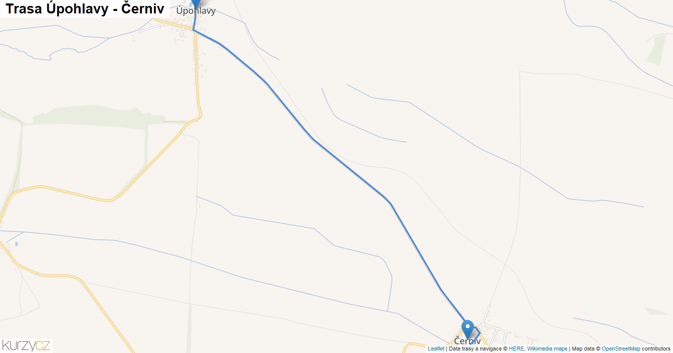 Úpohlavy-Černiv, mapa trasy