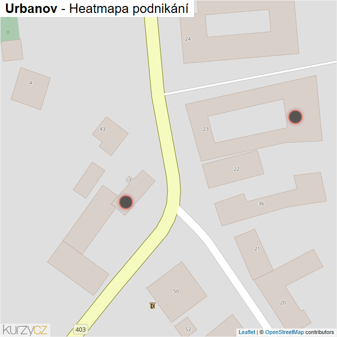 Mapa Urbanov - Firmy v obci.