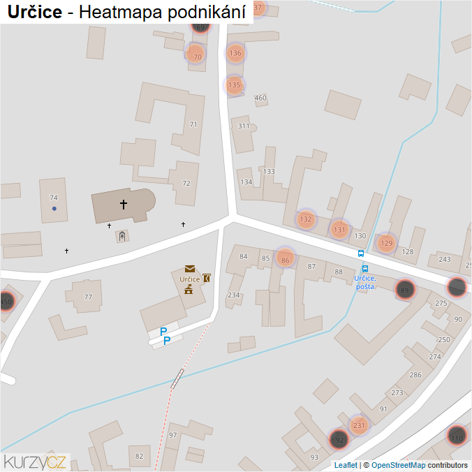 Mapa Určice - Firmy v obci.