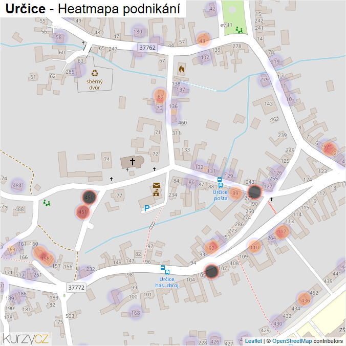 Mapa Určice - Firmy v části obce.