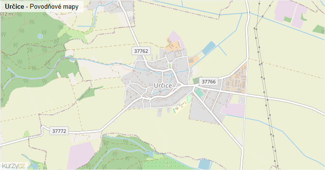 Určice - záplavové mapy stoleté vody