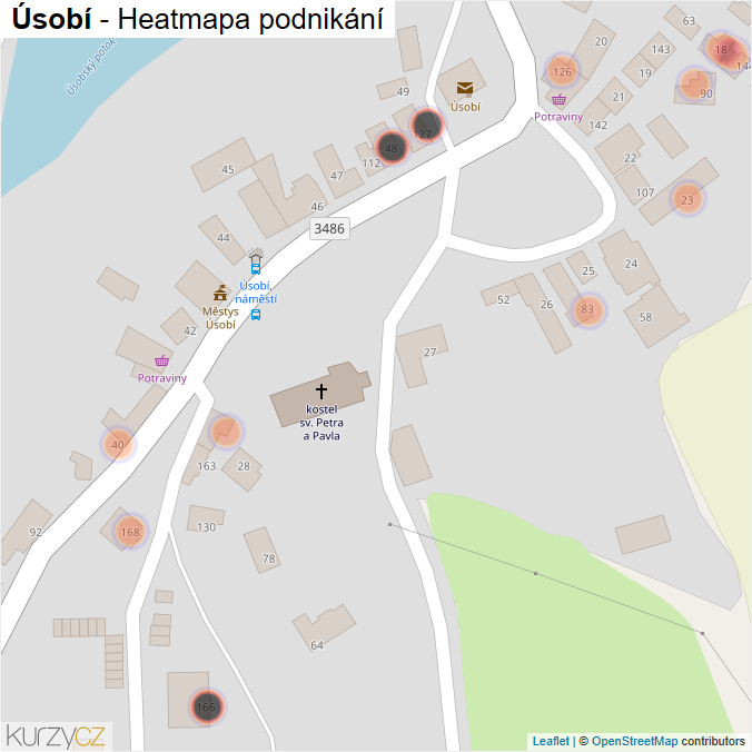 Mapa Úsobí - Firmy v obci.