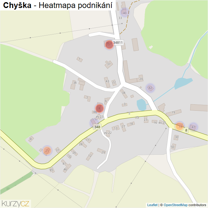 Mapa Chyška - Firmy v části obce.