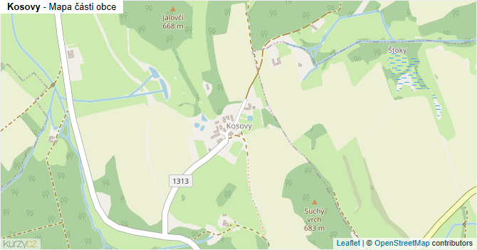 Kosovy - mapa části obce