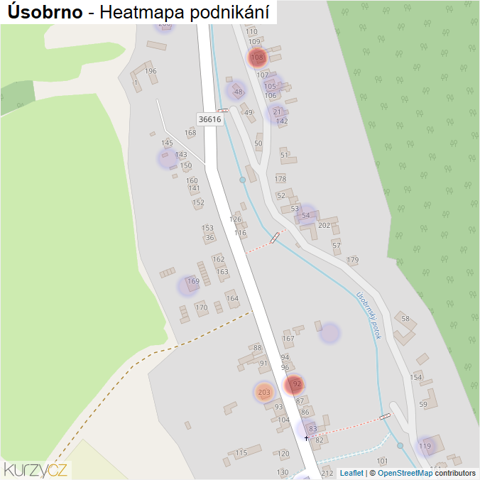 Mapa Úsobrno - Firmy v části obce.